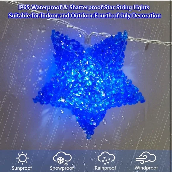 BNIB Red White and Blue Star Lights - Picture 3 of 5